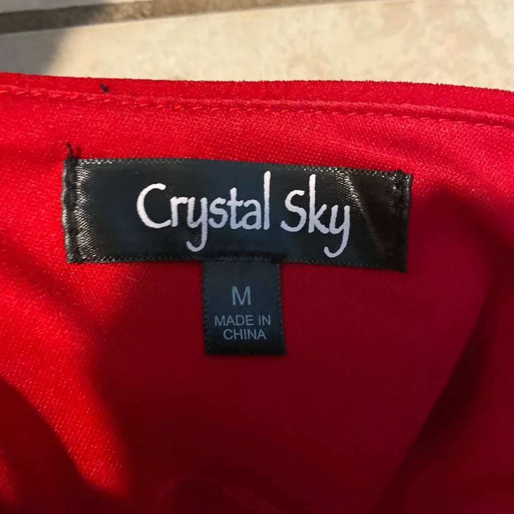 NWOT Crystal Sky Red One Shoulder Cutout Flared Leg Jumpsuit Size Medium - Picture 9 of 9